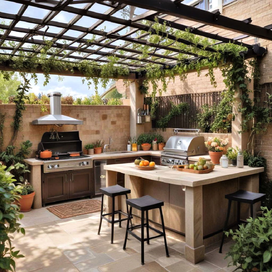 pergola covered kitchen