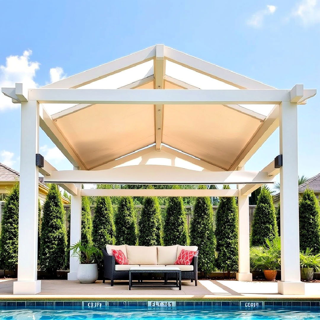 pergola style gazebo with retractable canopy