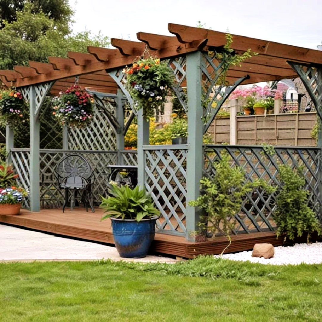 pergola with hanging plants