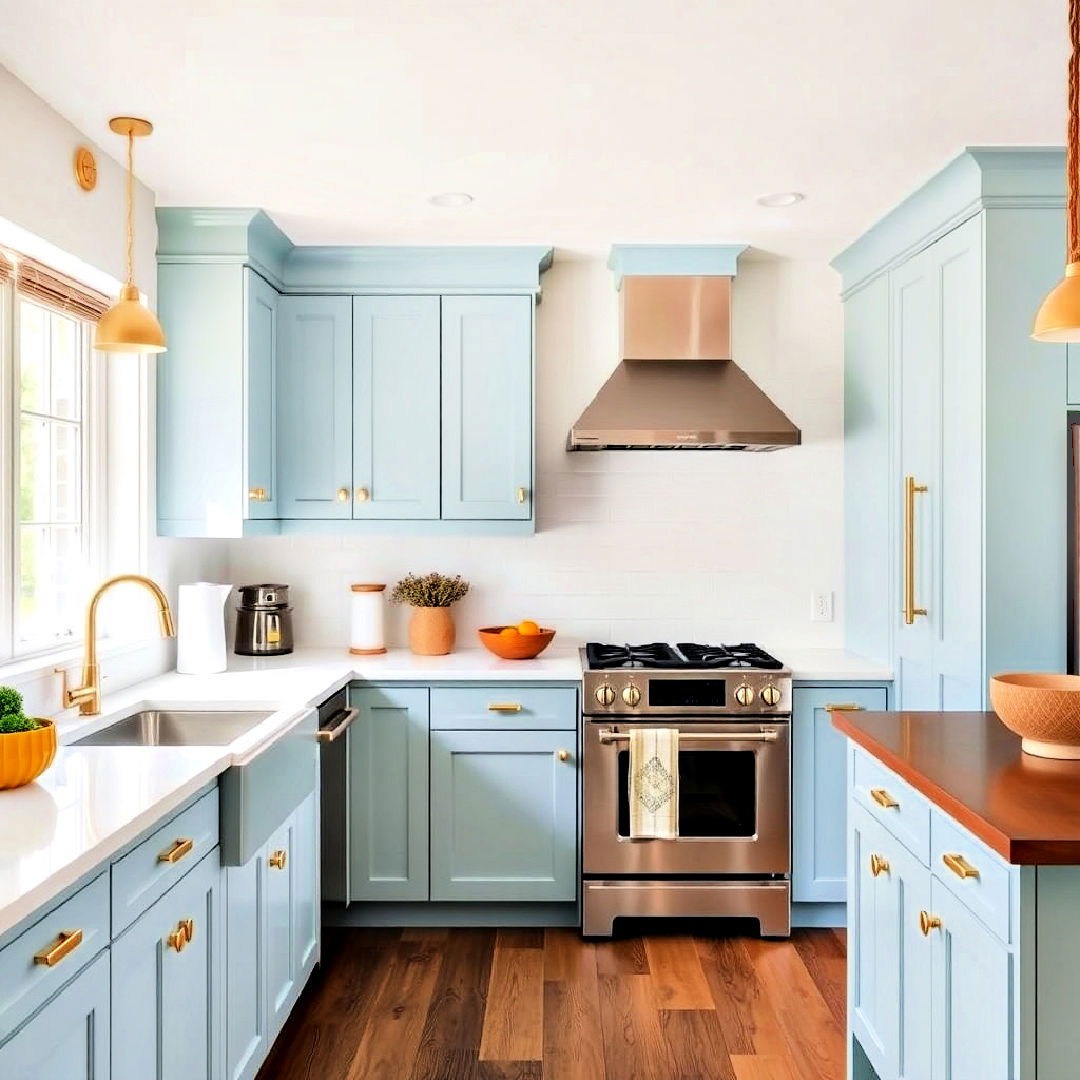 powder blue cabinets for a light and airy feel