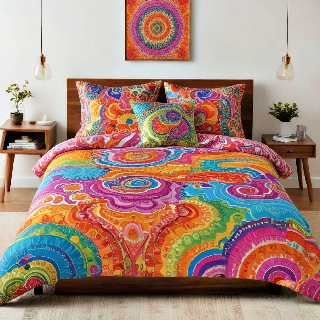 psychedelic bedding for a pop of color