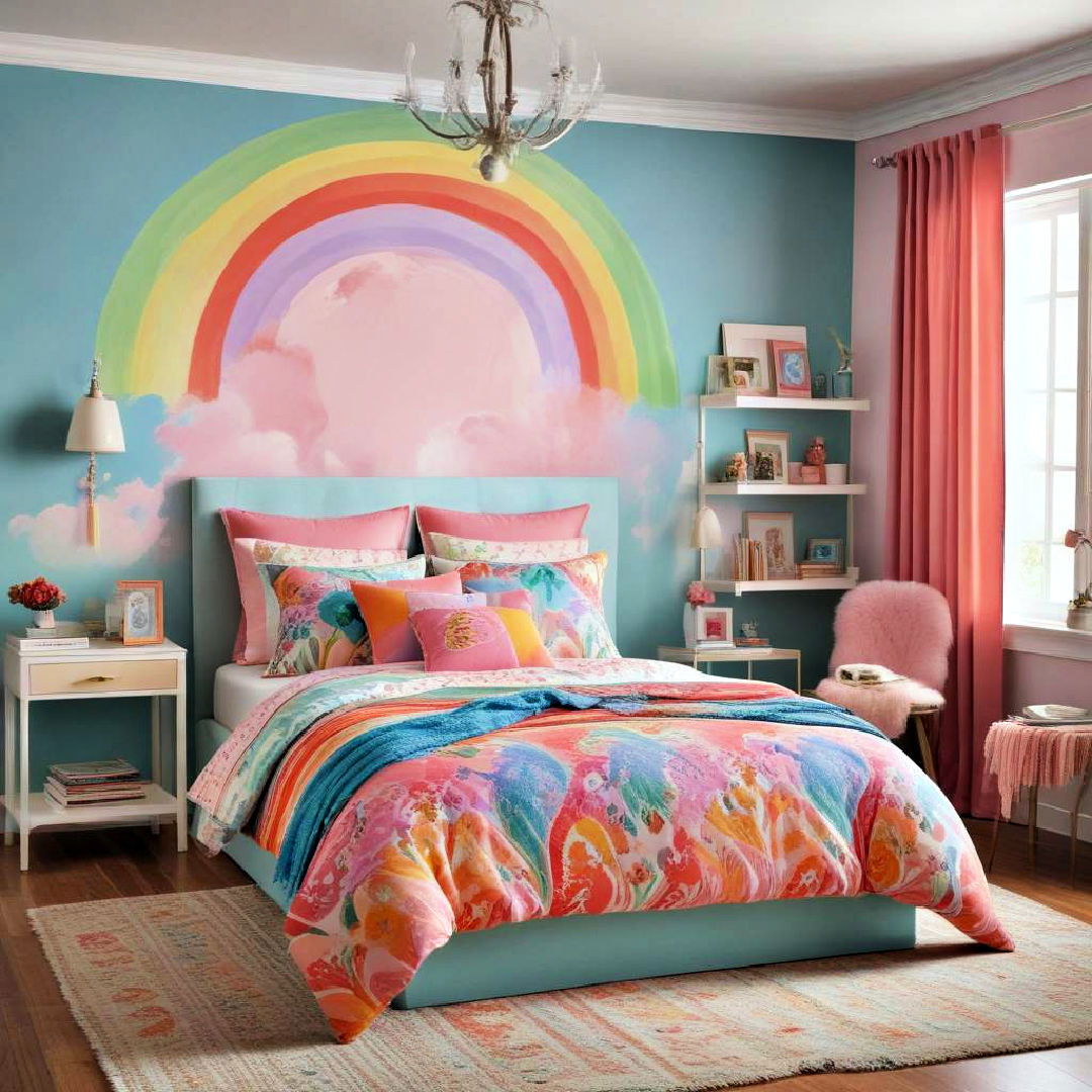 rainbow hues girl bedroom