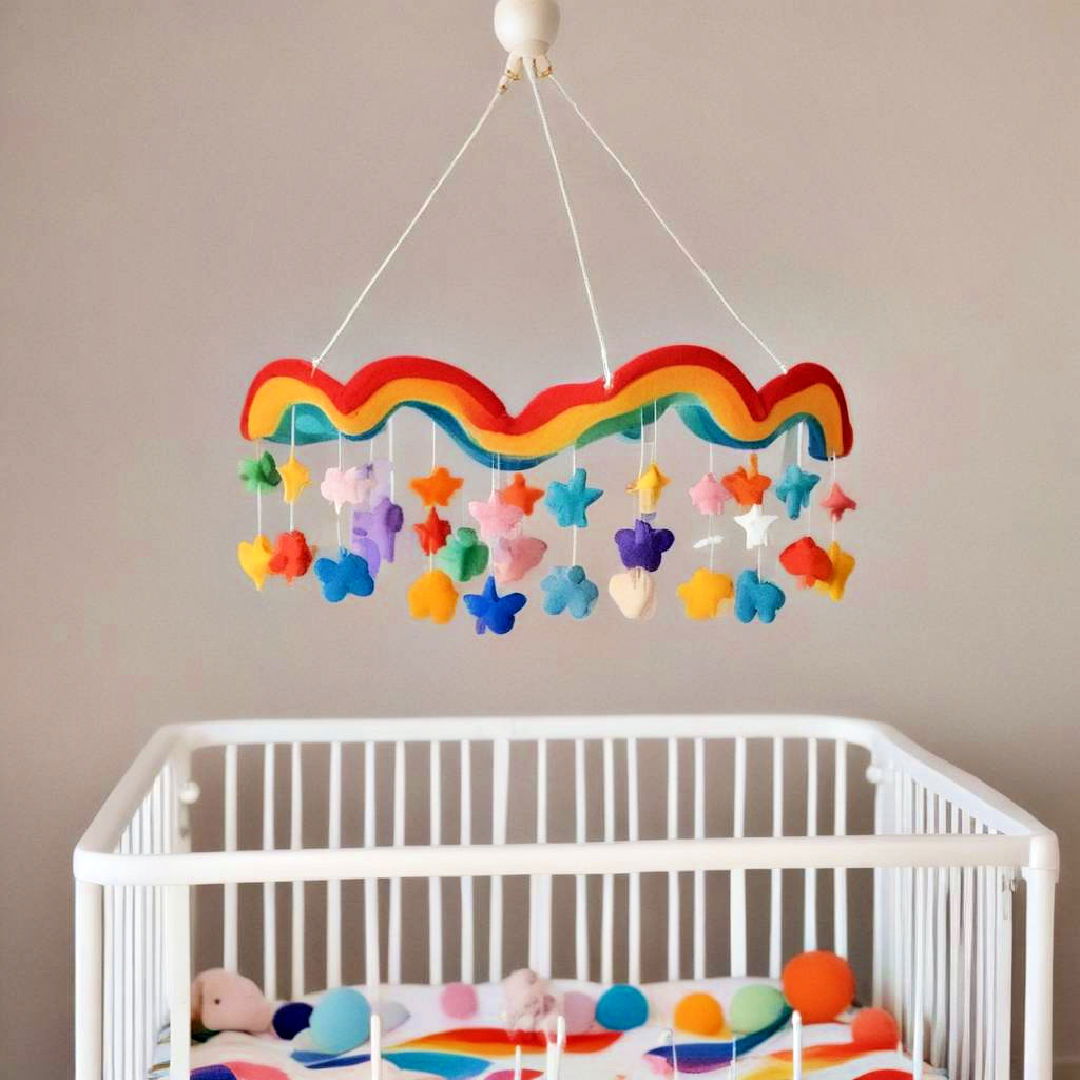 rainbow themed crib mobile