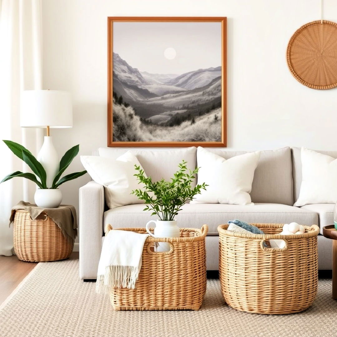 rattan baskets for stylish storage