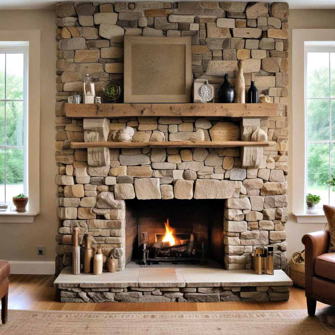 reclaimed stone fireplace