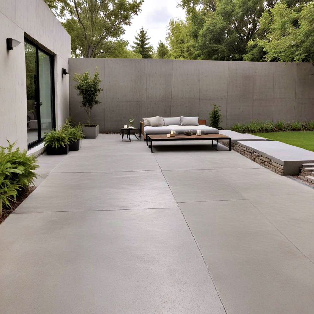 rectangular concrete patio