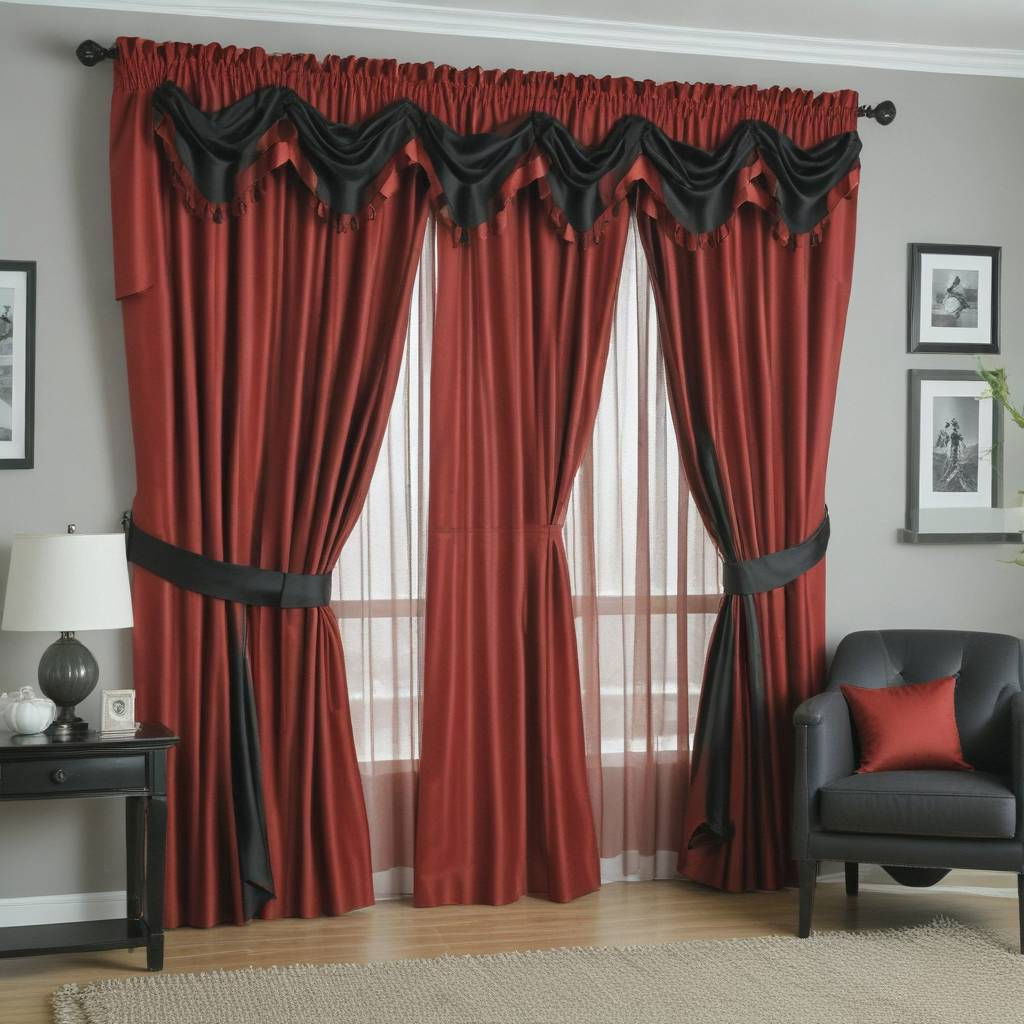 red and black curtains