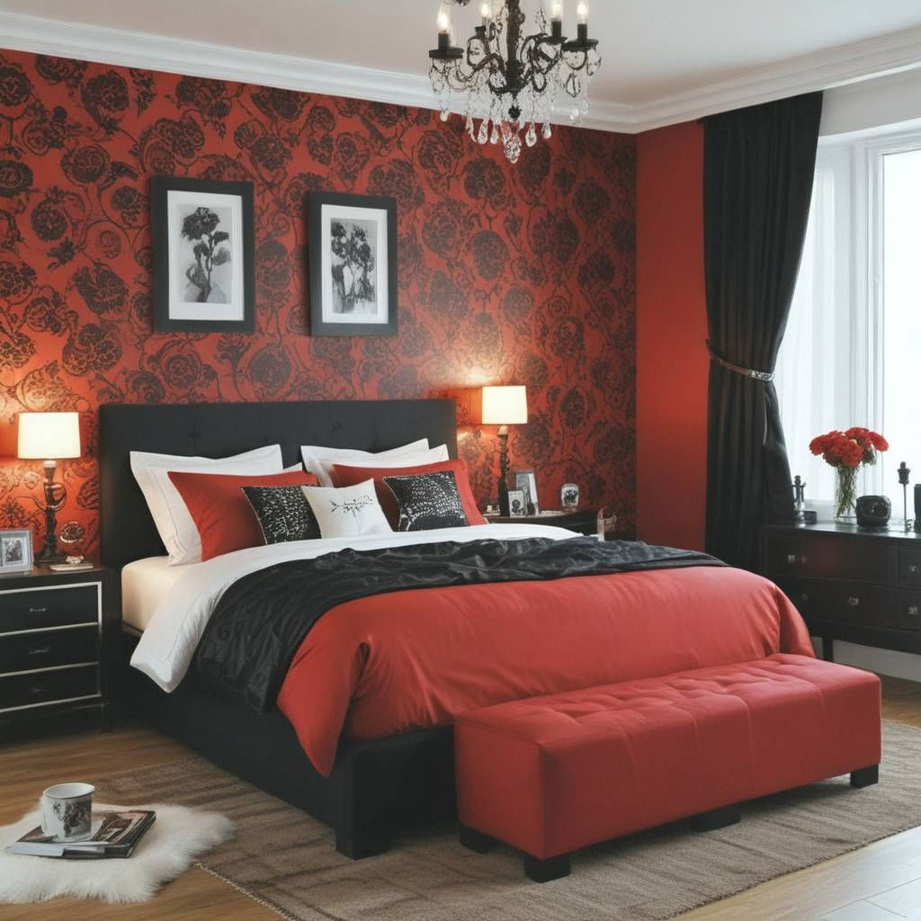 red and black decorative items