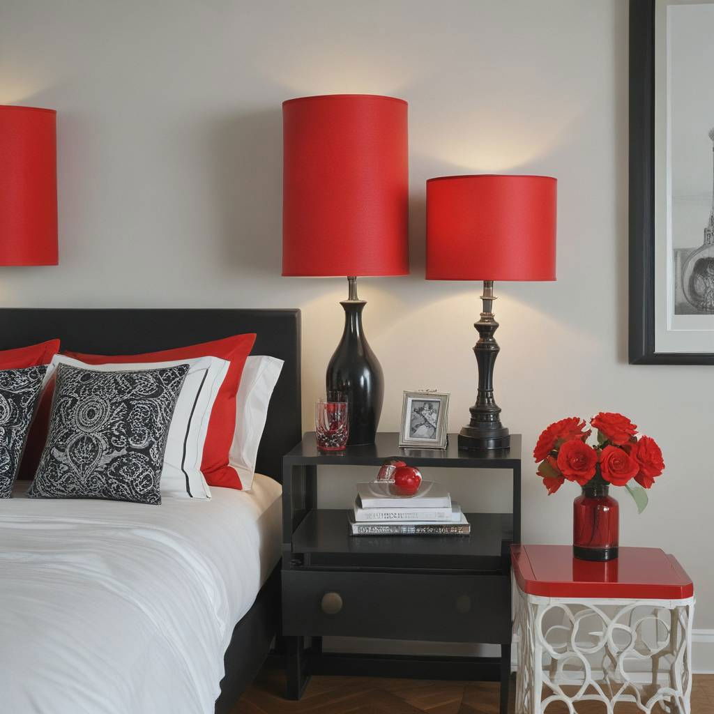 red lampshades