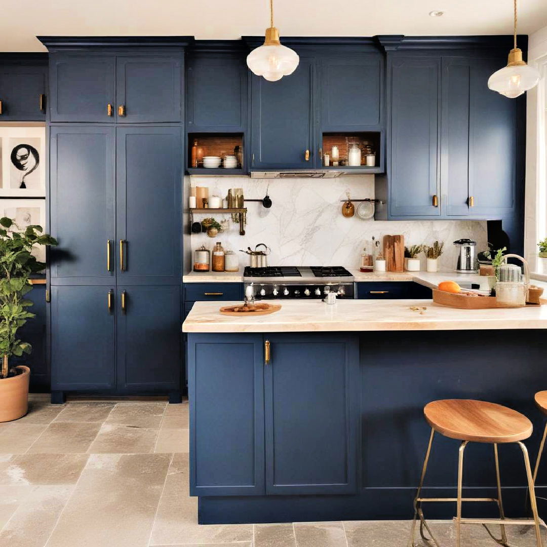 retro navy blue cabinets