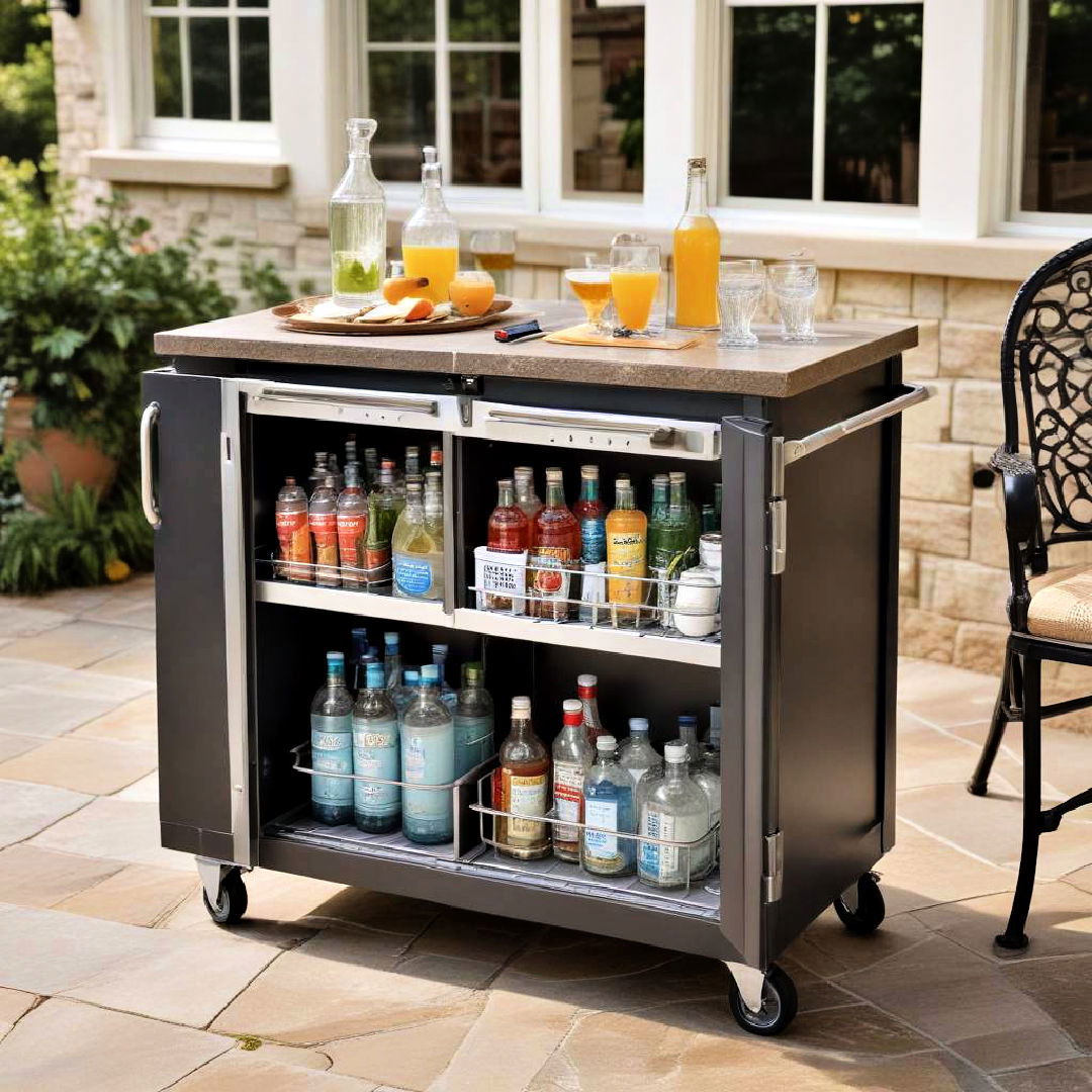 rolling beverage cooler small outdoor kitchen