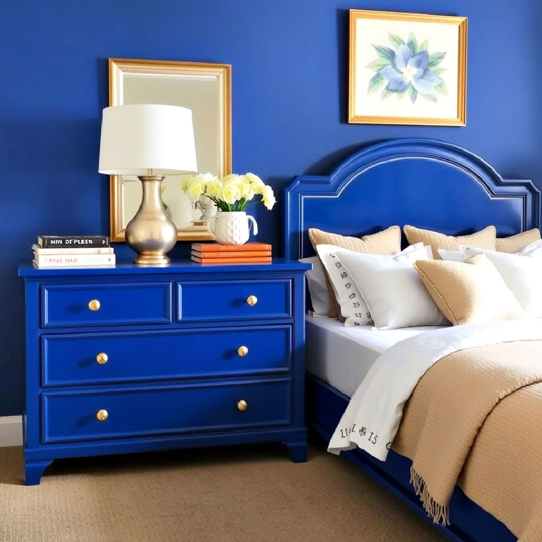 royal blue dresser for a striking storage solution