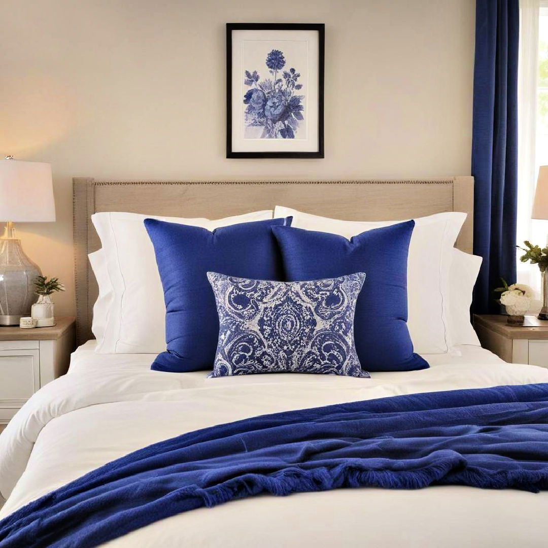 royal blue throw pillows for a subtle touch