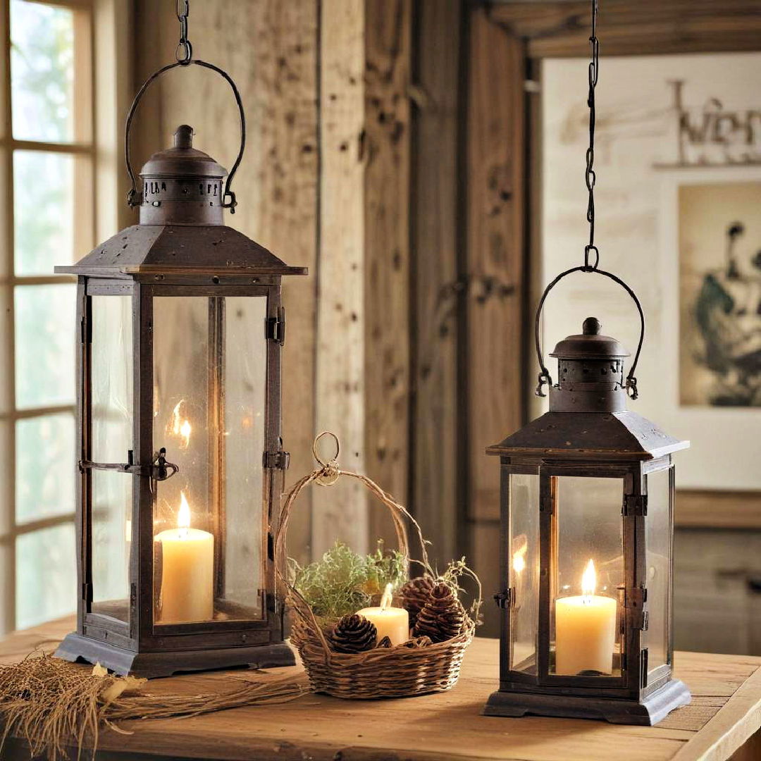 rustic lantern lighting