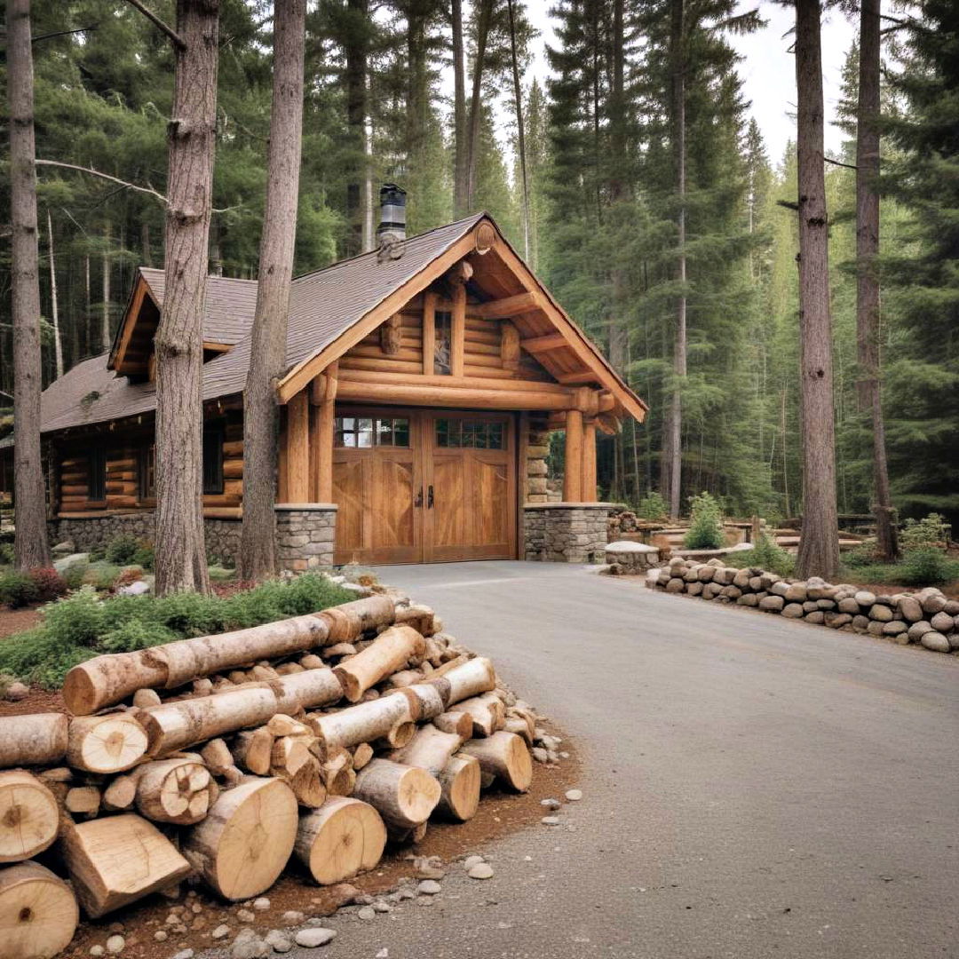 rustic log entrance