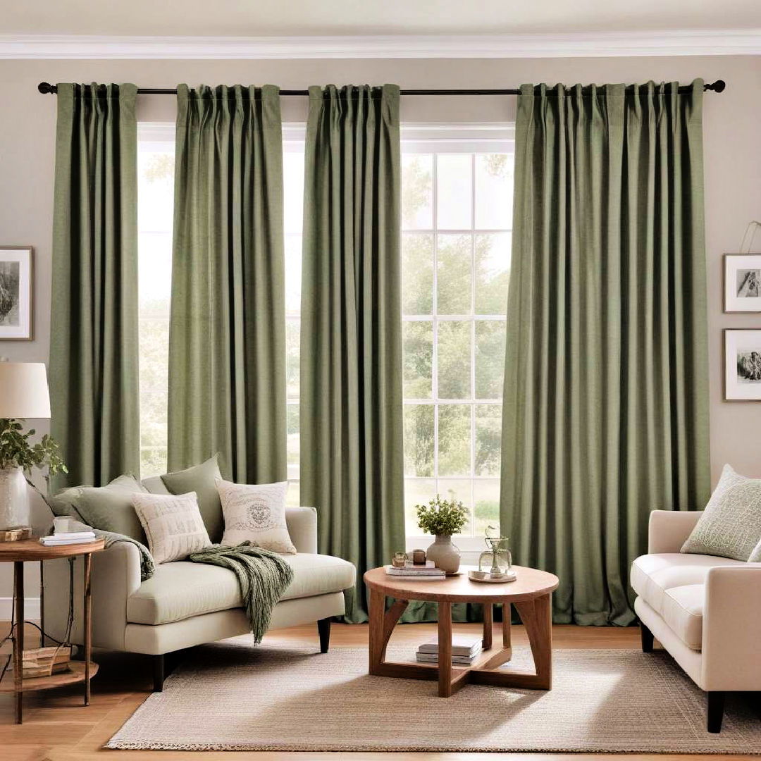 sage green curtains