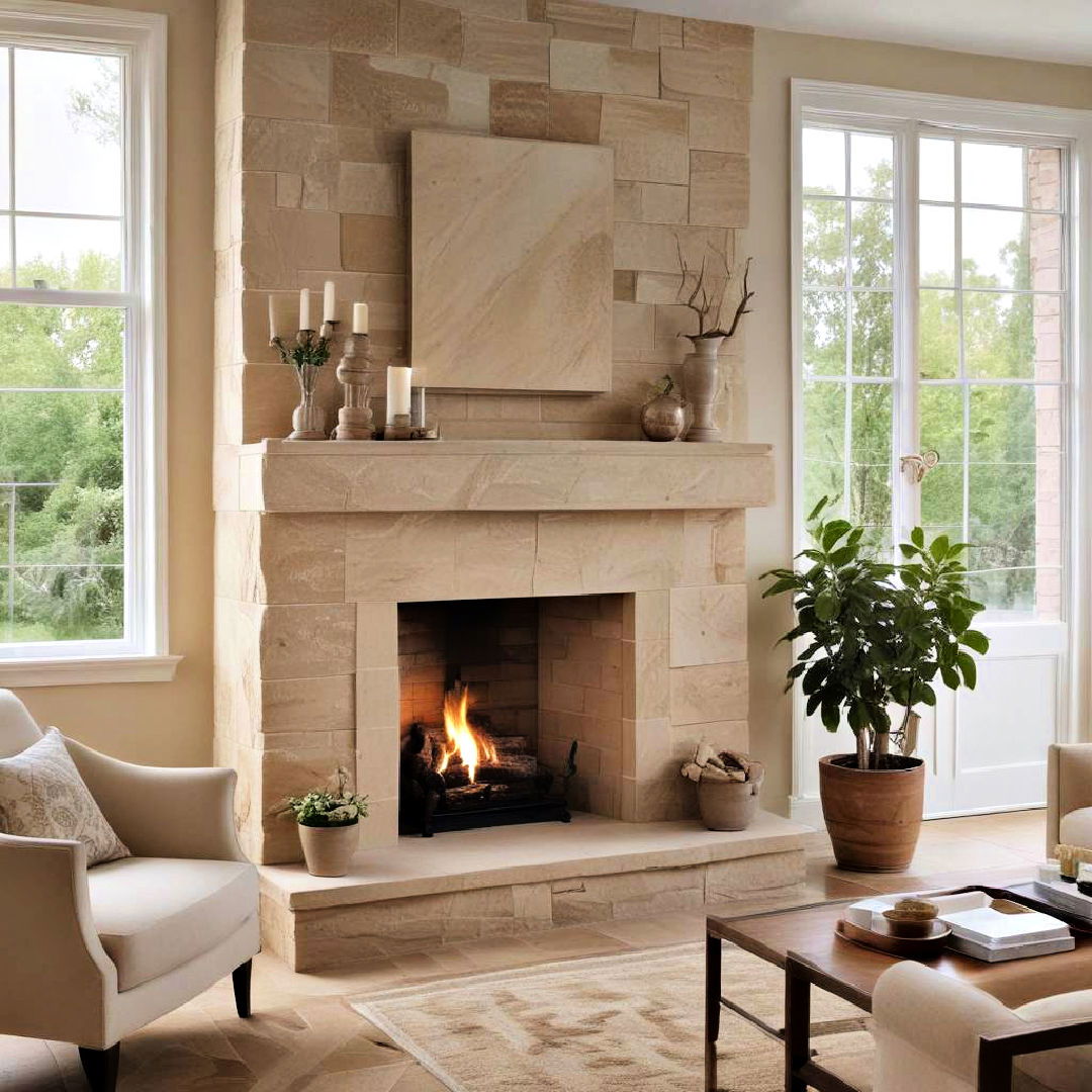 sandstone fireplace