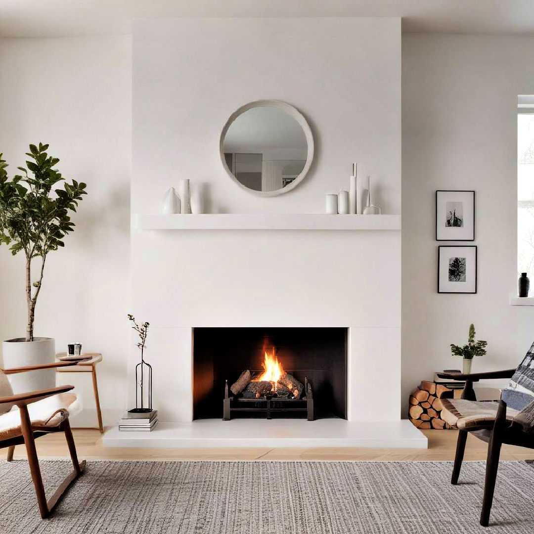 scandinavian inspired white fireplace