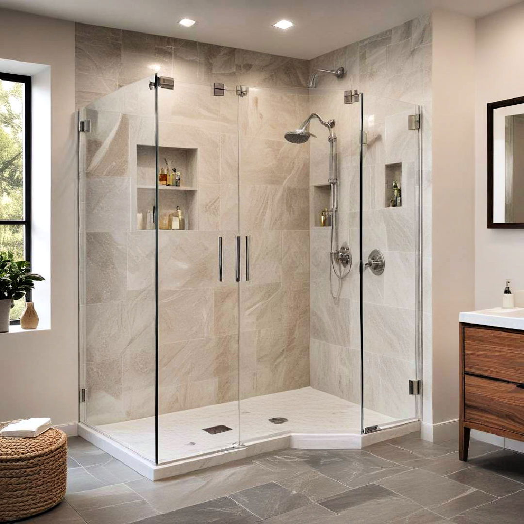 semi enclosed corner shower