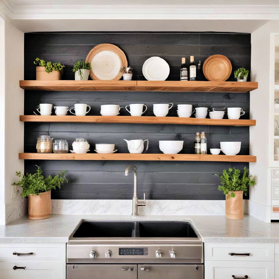 shiplap with open shelving