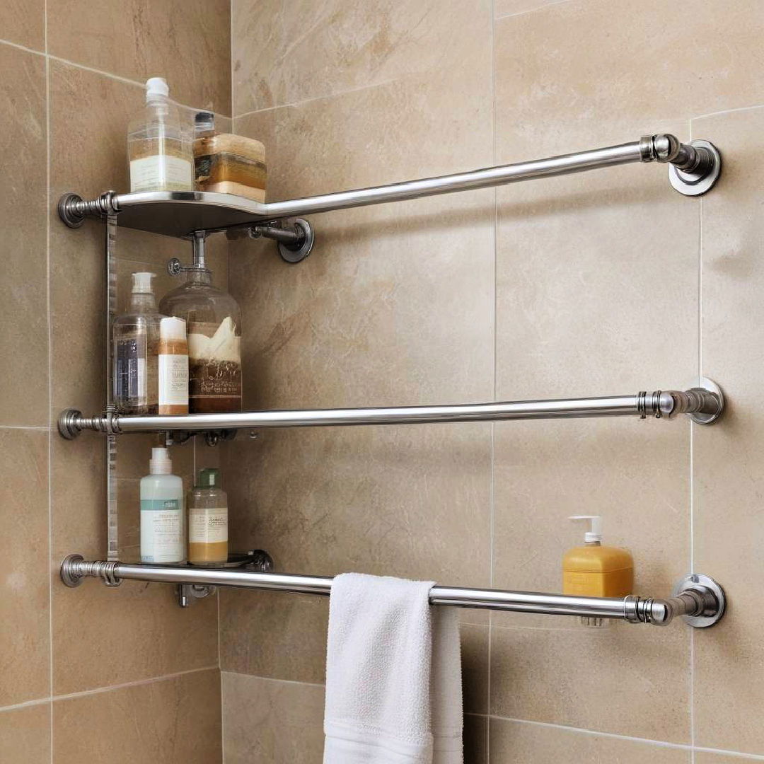 shower rod with shelves