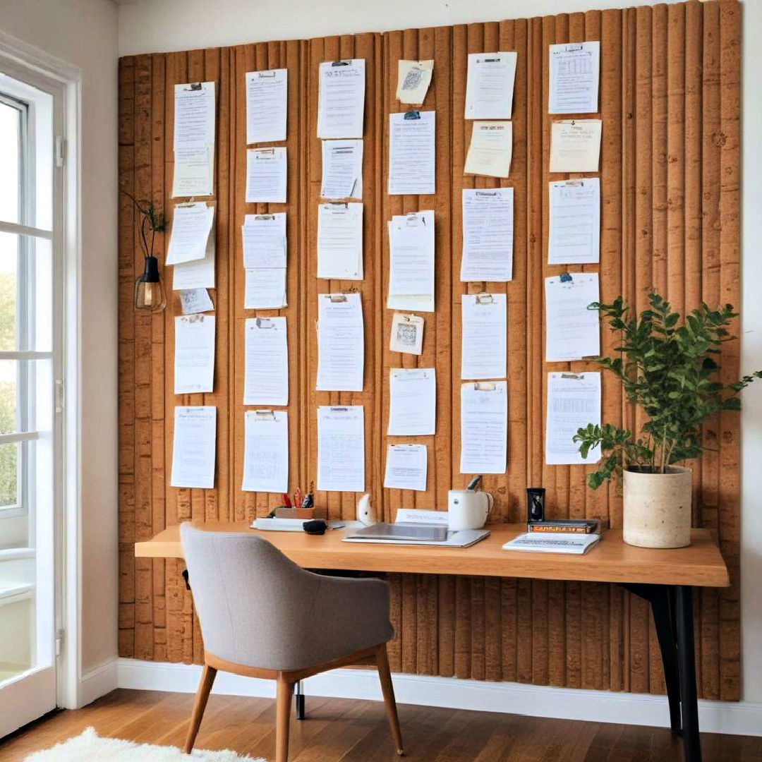 slat walls with corkboard inserts