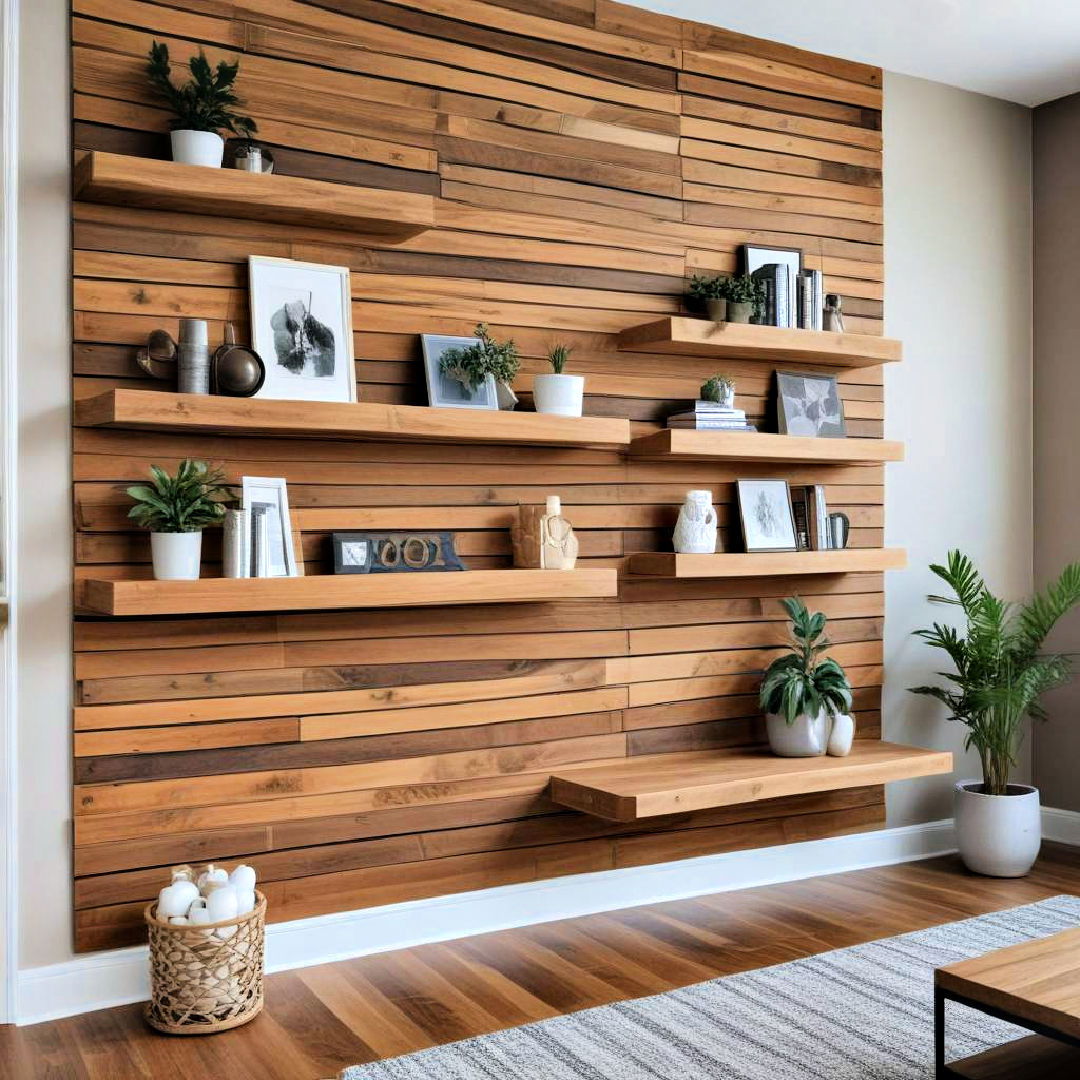 slats with floating shelves