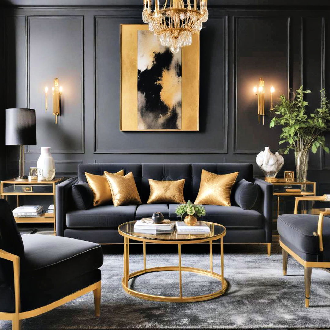 sleek black and gold furniture