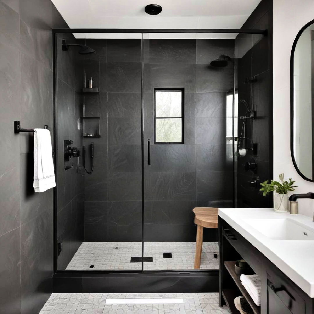 sleek black shower doors