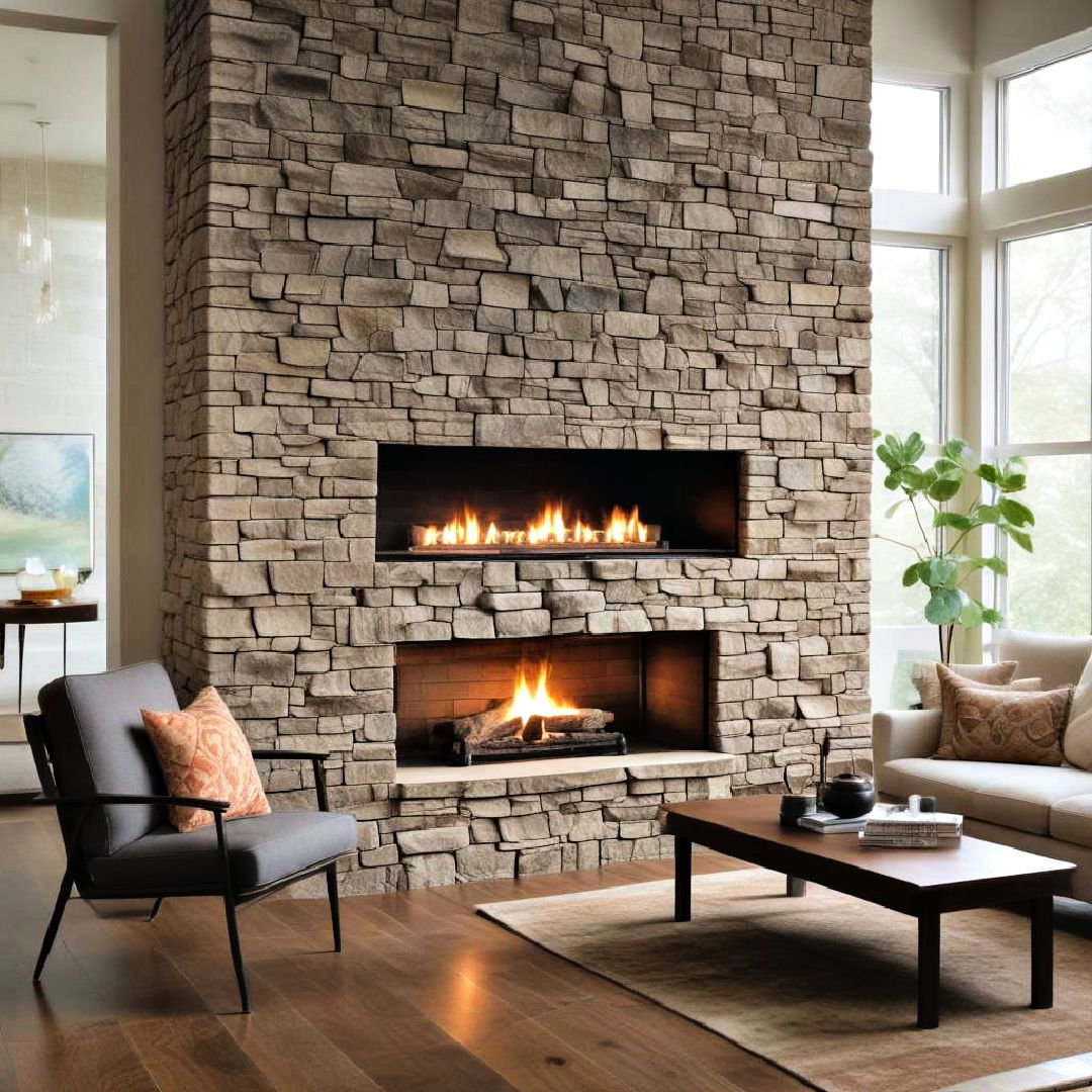 split face stone fireplace