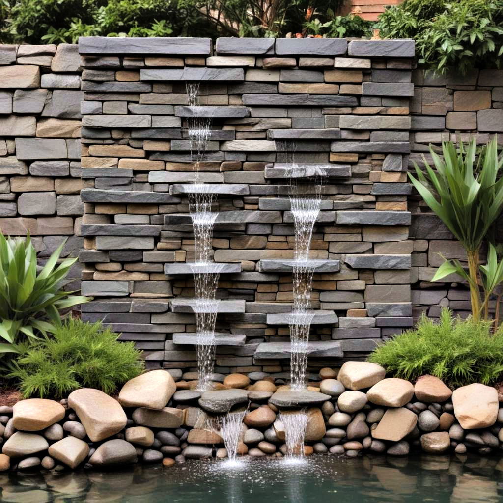 stacked slate waterfall