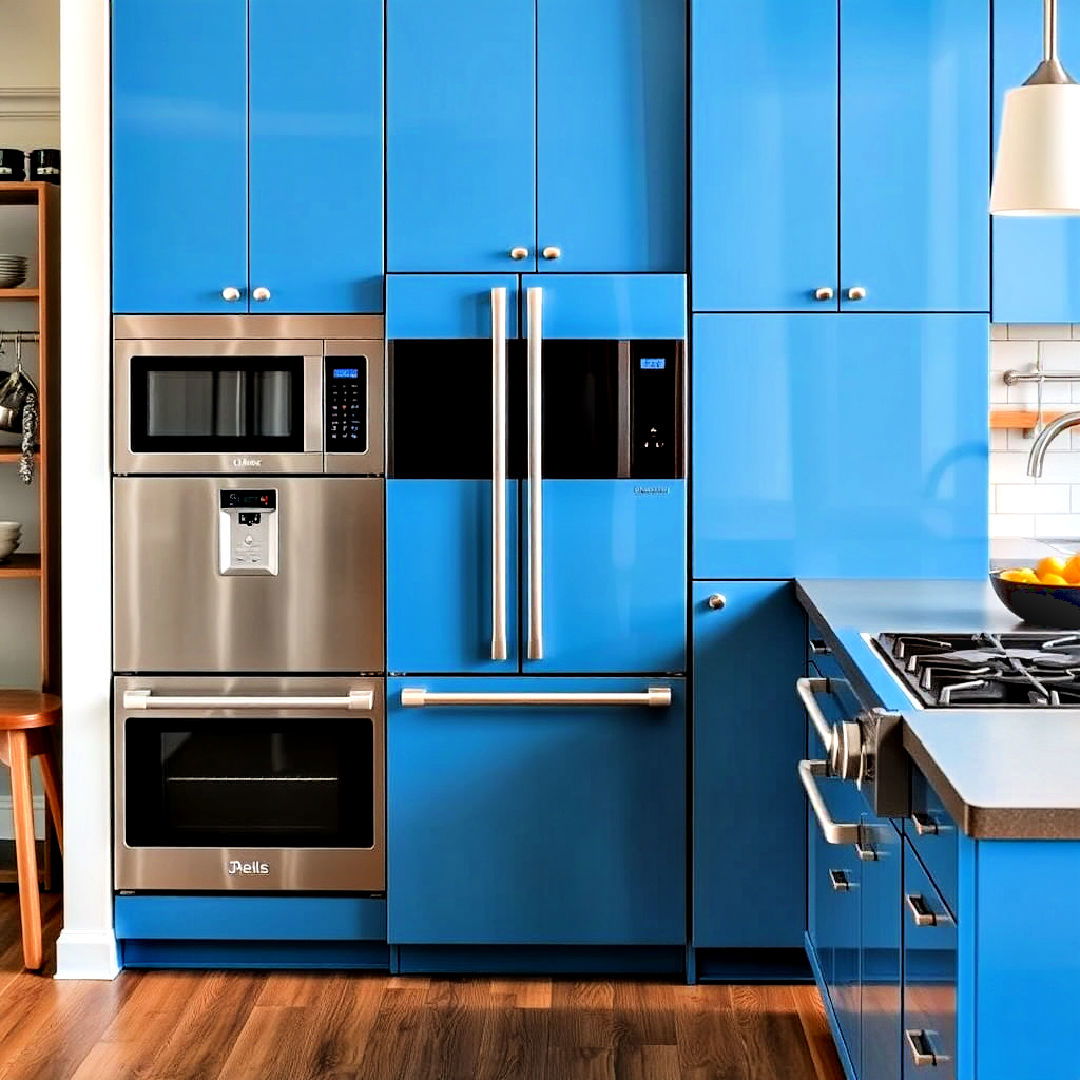 steel blue appliances for an industrial edge