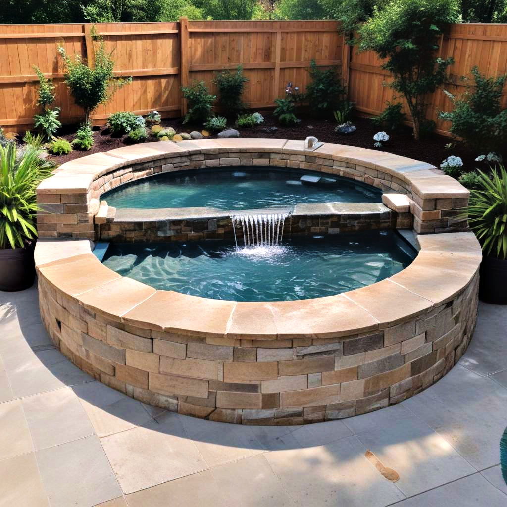 stock tank pool with integrated water feature