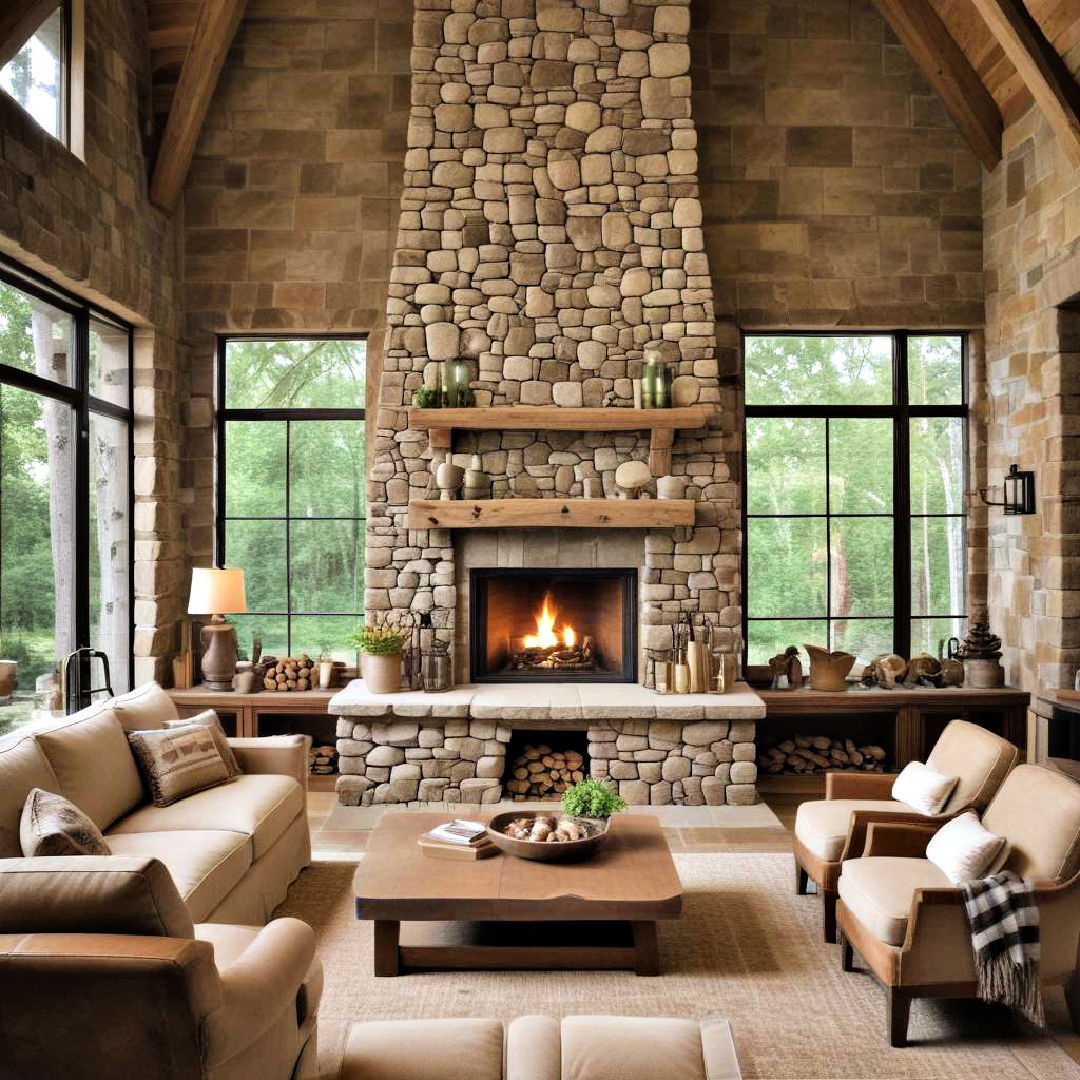 stone fireplace