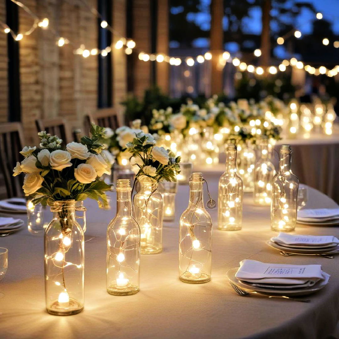 string lights in bottles