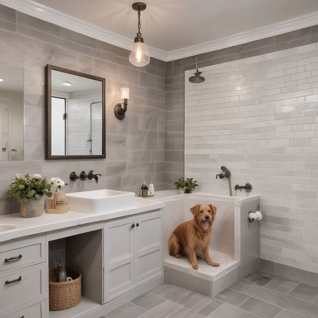 stylish dog bathing area