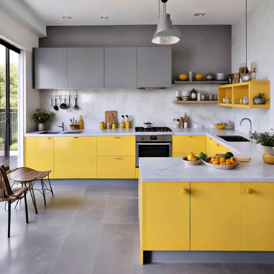 subtle gray and bright yellow