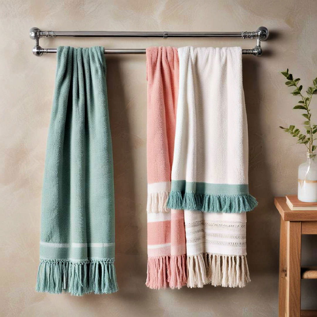 tasseled bath towels for playful details