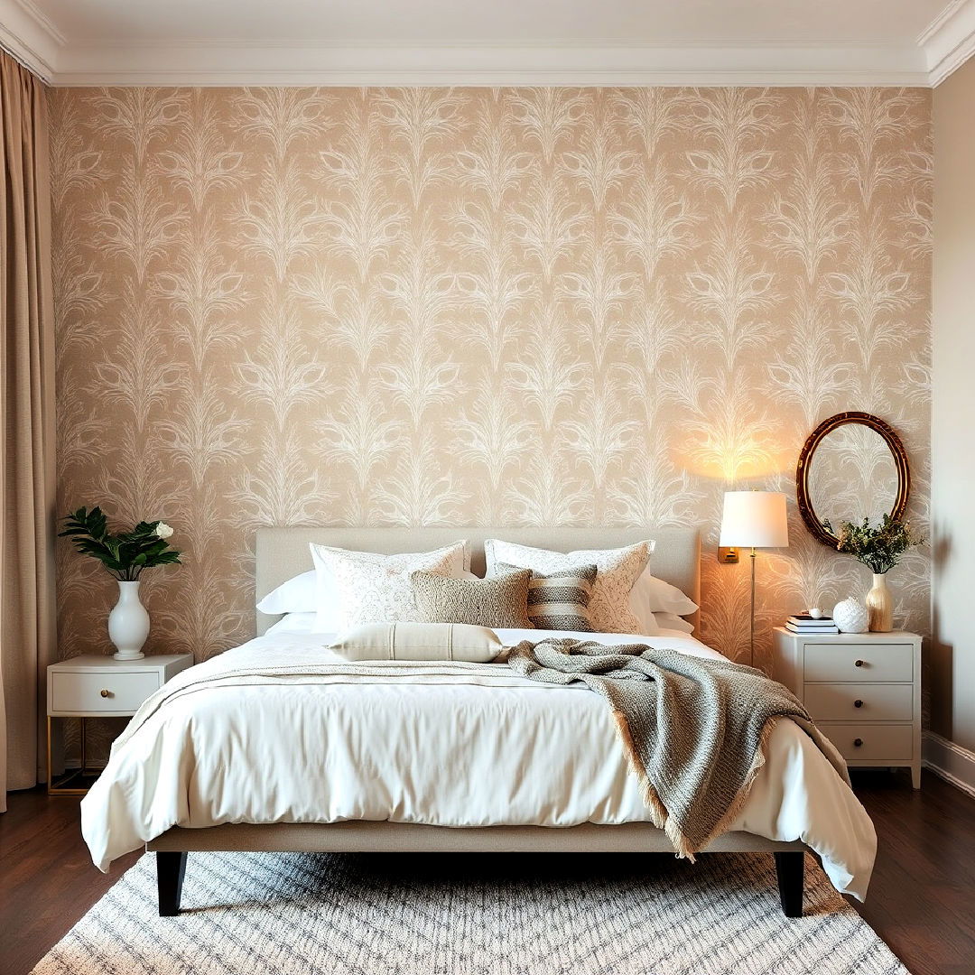 taupe patterned wallpaper