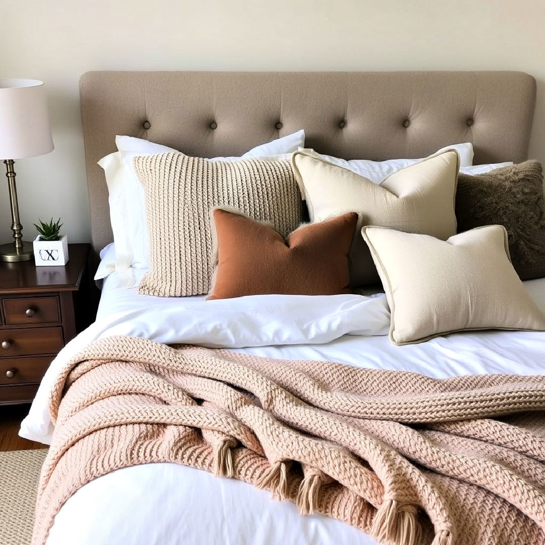 taupe throw blankets and pillows