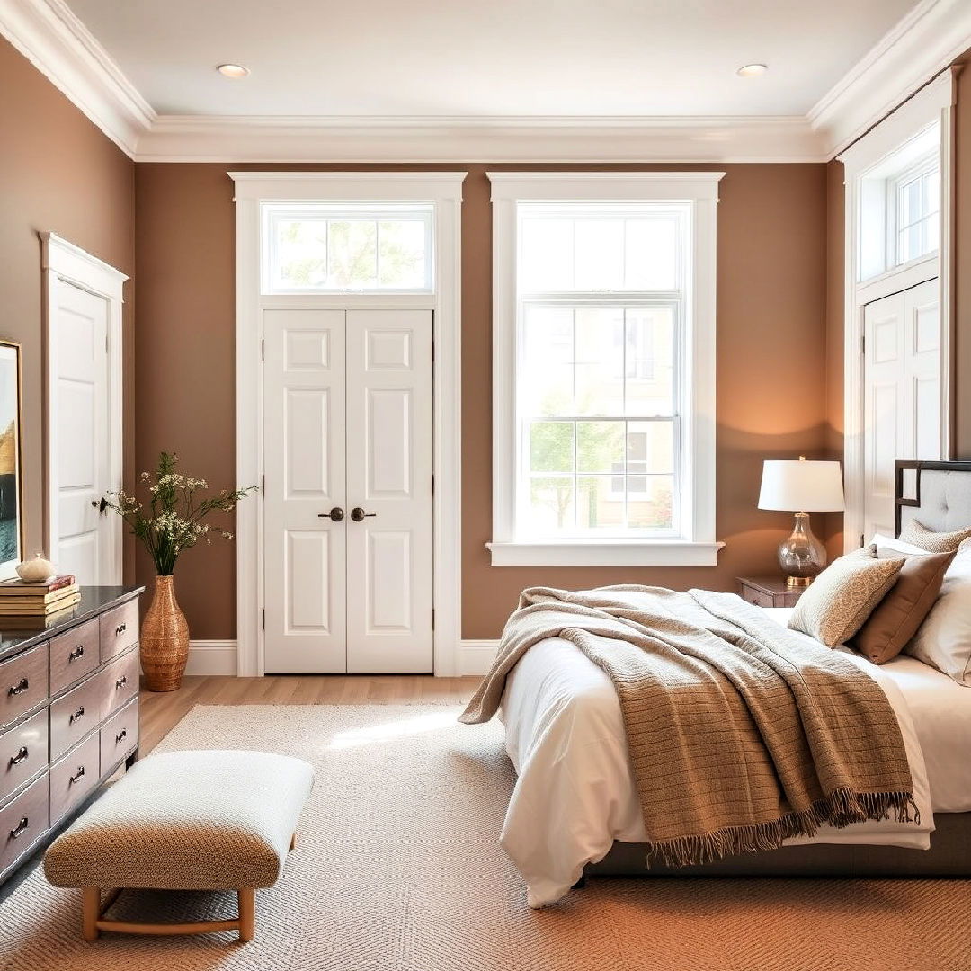 taupe walls with white trim