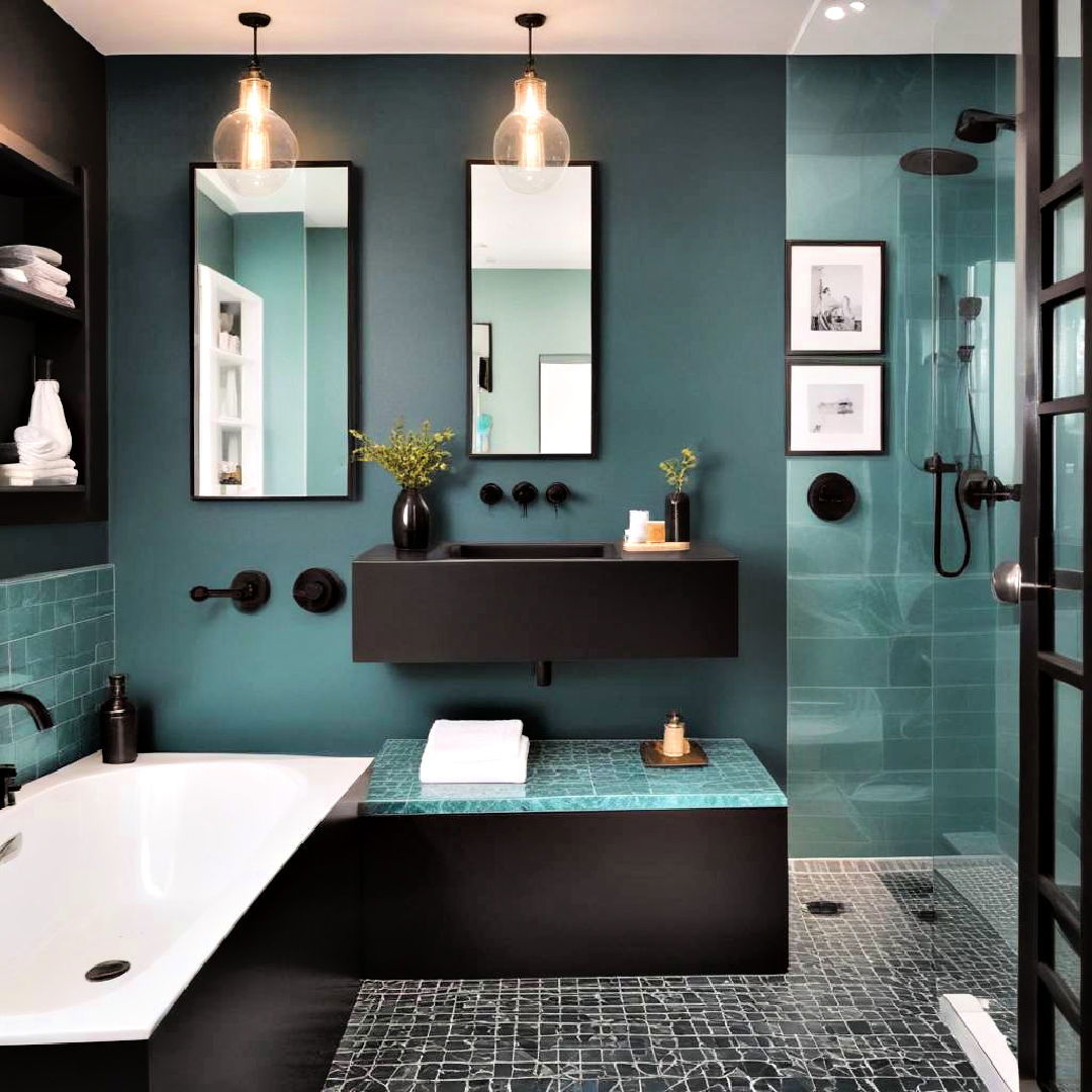 teal and black contrast for a modern look