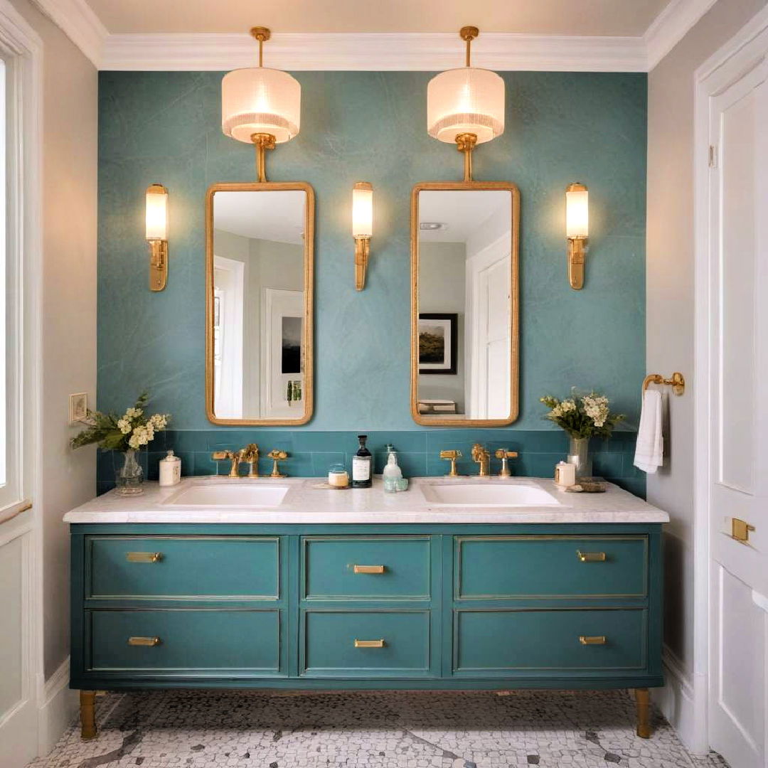 teal and gold fixtures for glamour