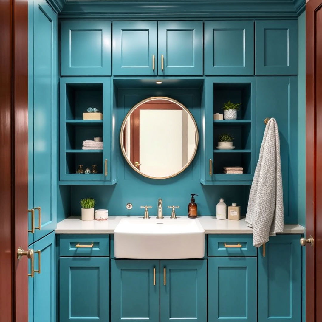 teal cabinets for bold storage solutions