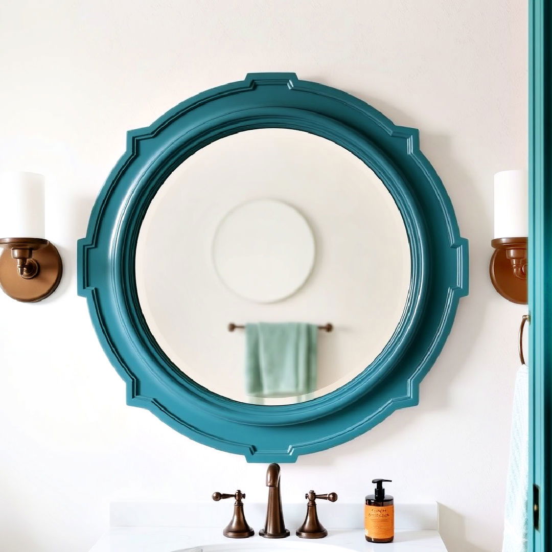 teal mirror frame for a subtle pop of color