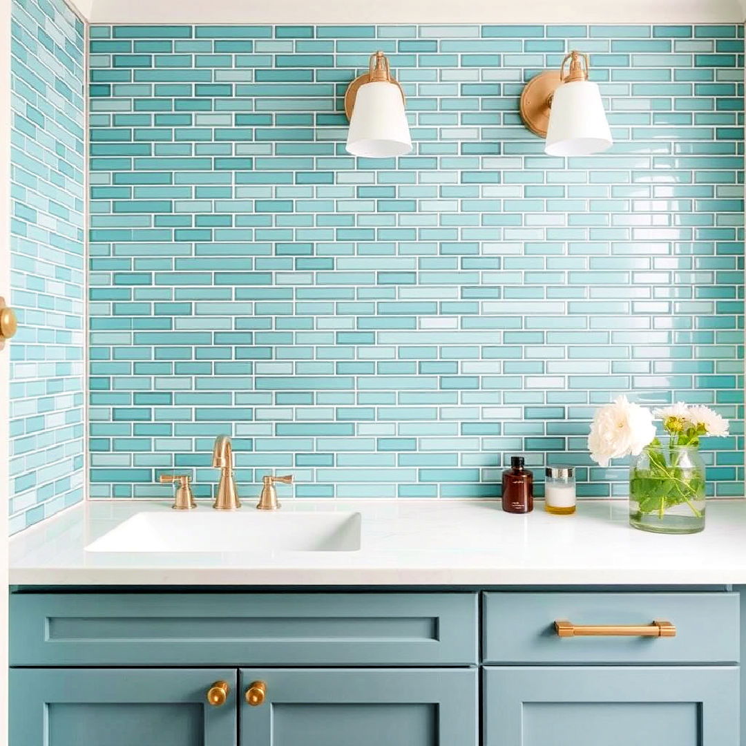 teal tile backsplash for texture and color