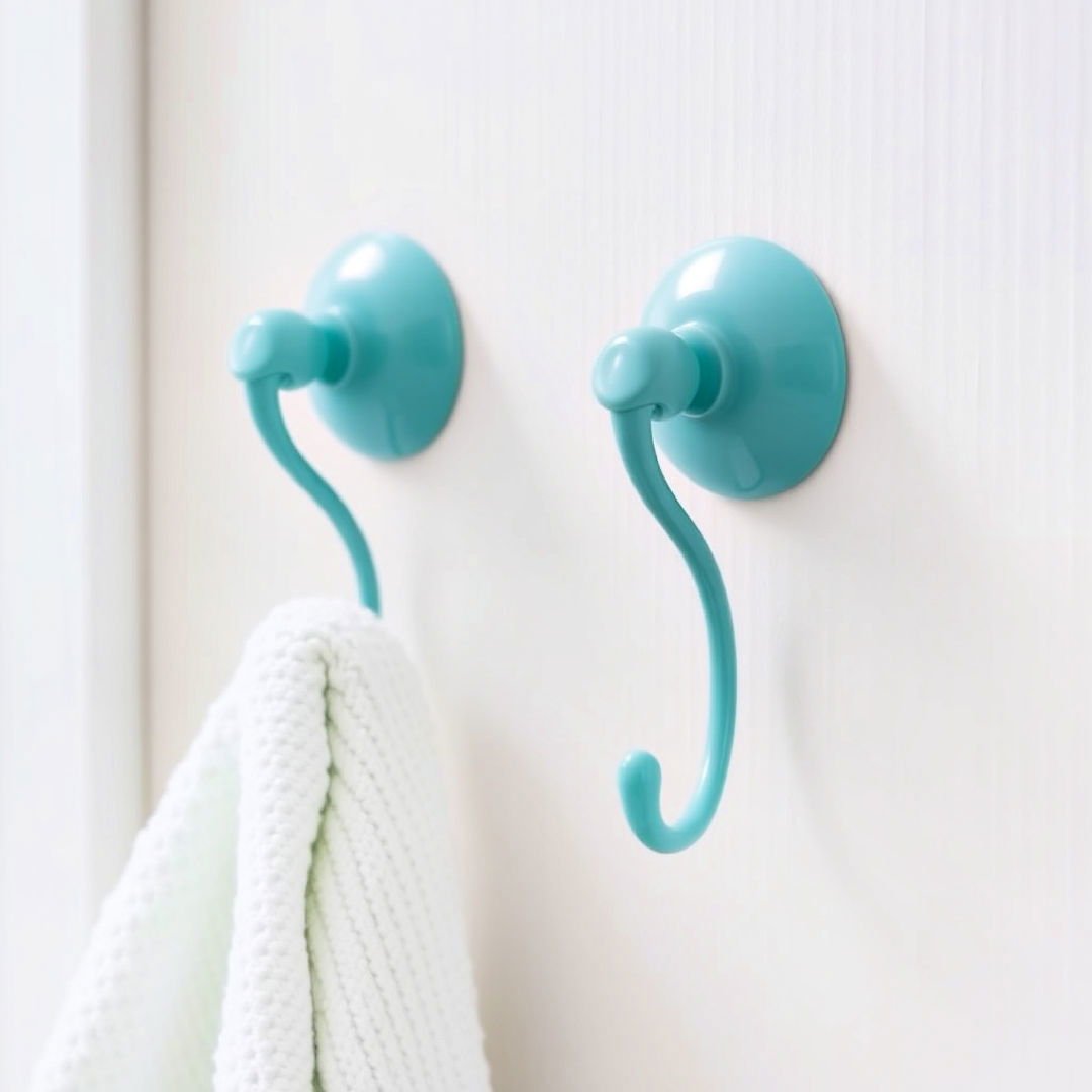 teal towel hooks for a subtle detail