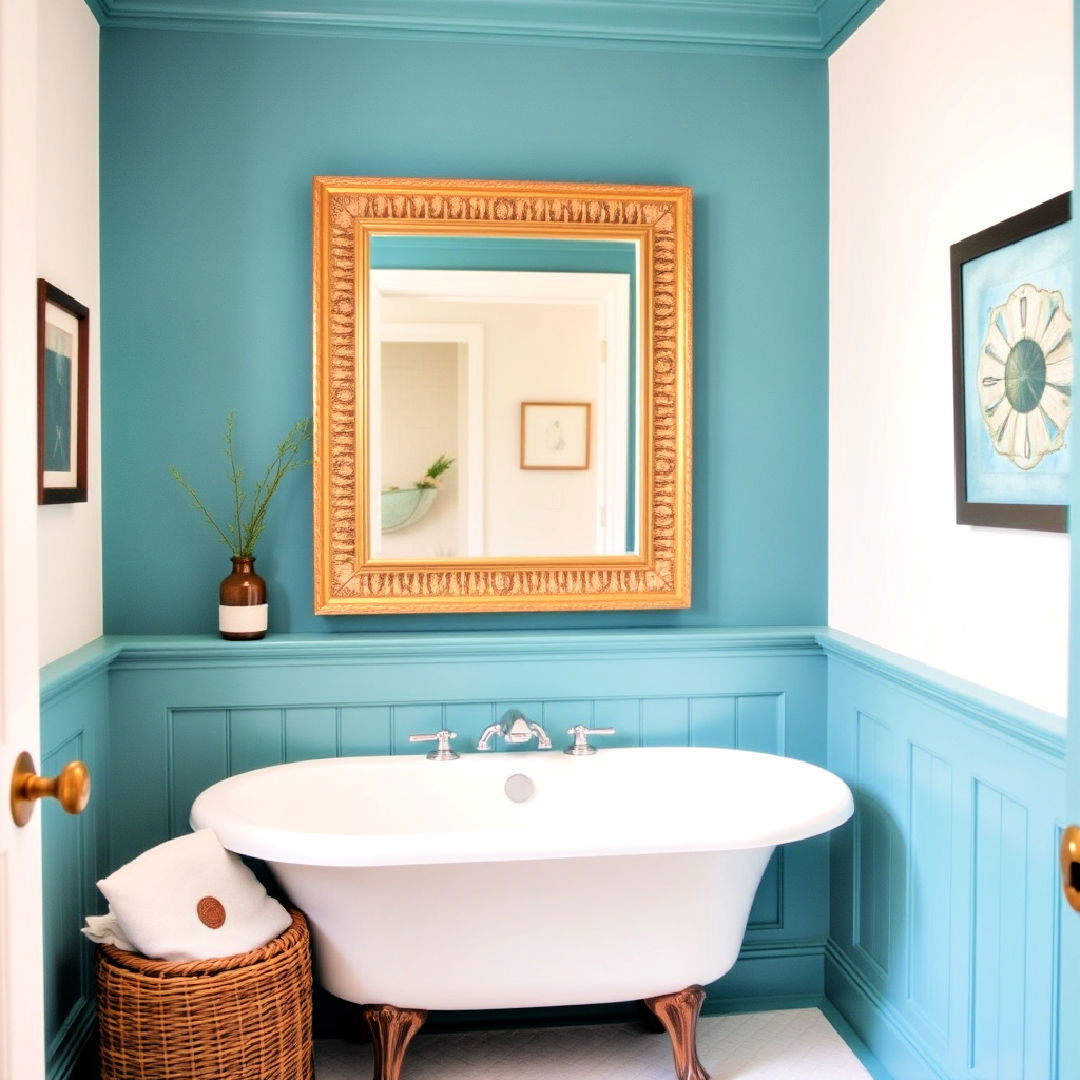 teal wainscoting for a classic look