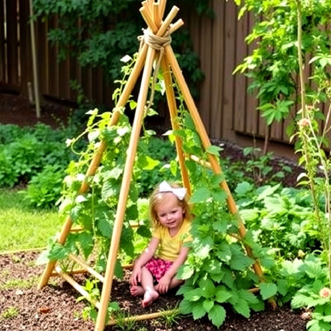 teepee trellis for children’s gardens