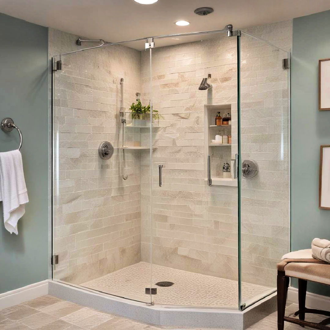 textured glass corner shower